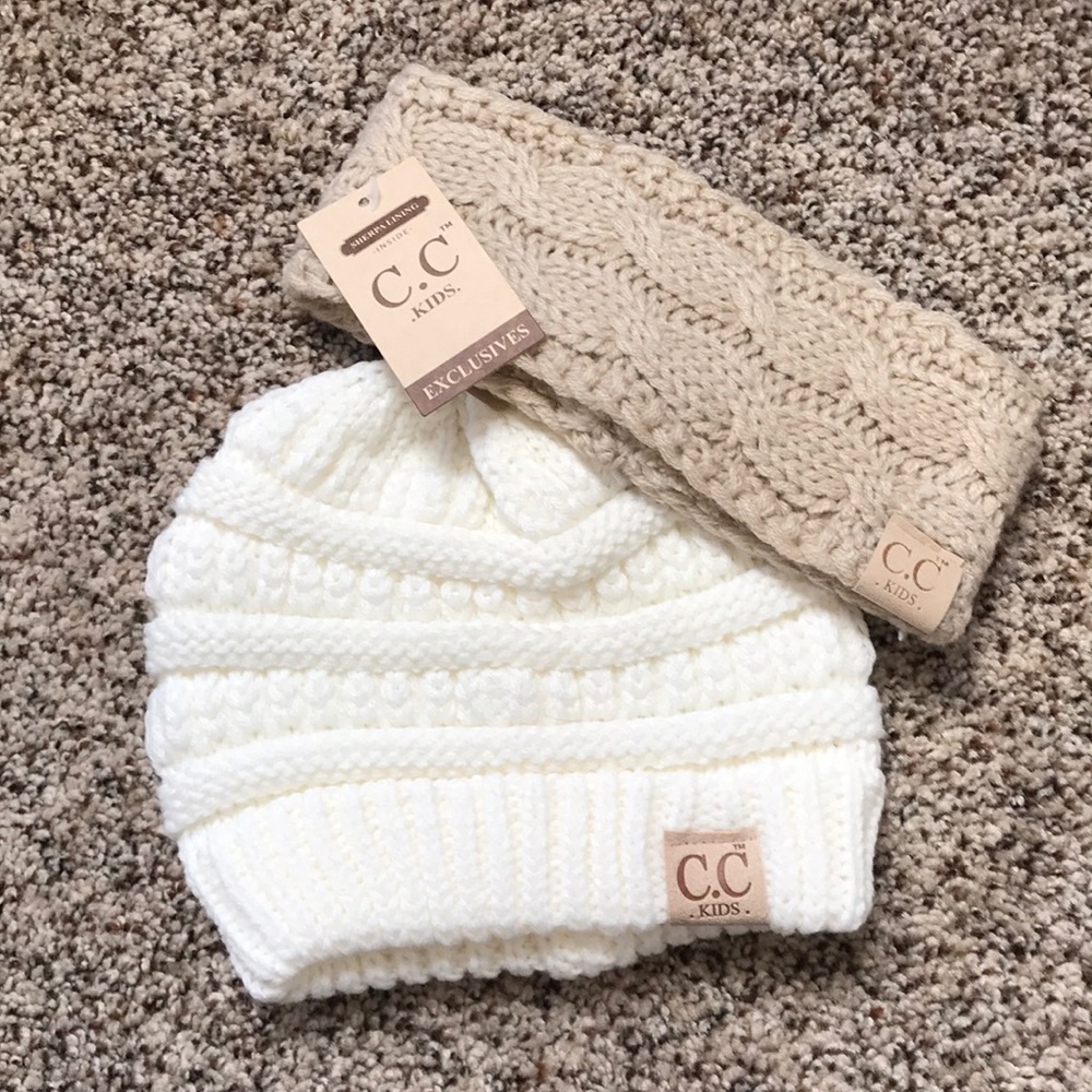 Set of two C.C beanie, C.C headband, kids beanies
